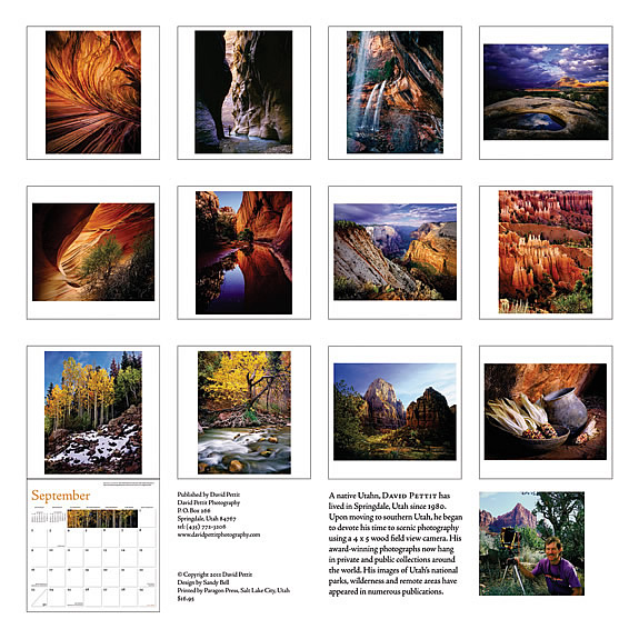 2012 David Pettit Calendar - back cover
